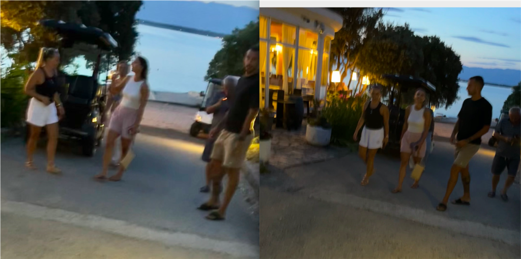 Modrićeve sestre bile su u ljetnom izdanju kako i priliči vrućinama, imale su krate hlačice i majice bez rukava, jedino na večeri nije bio suprug Jasmine Plecić, Modrićeve plavokose sestre