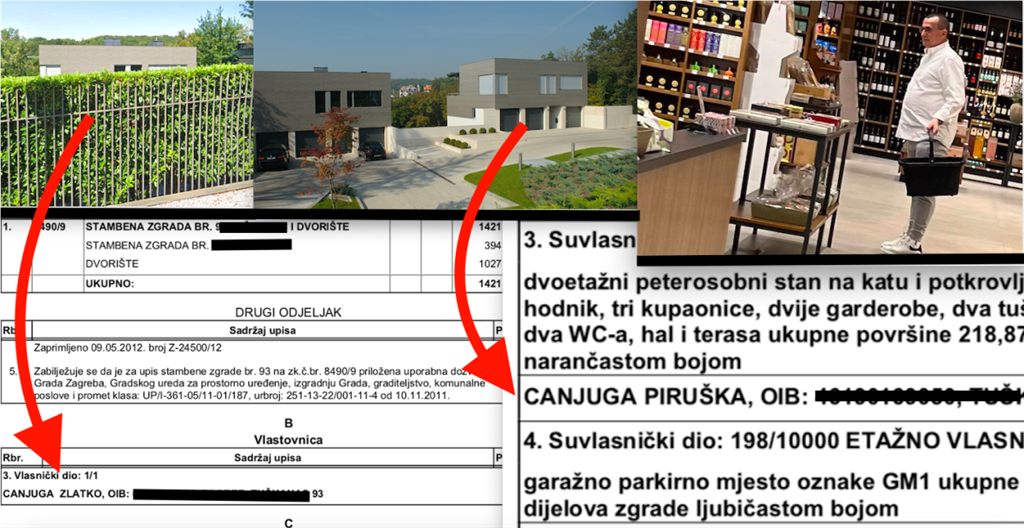 Zlatko Canjuga uistinu može uživati u svojoj velebnoj rezidenciji nasuprot Cmroka, tik do njegovih bogatunskih dvora je i 5-sobni dvoetažni stan njegove supruge Piruške koja slavi jer je ispala iz optužnice Agrokor