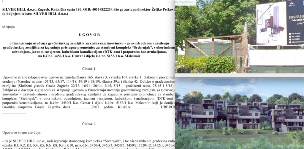 Luksuznog naselja Silver Hill ne bi bilo da nije sklopljeno više ugovors s Gradom Zagrebom koji su, među ostalim, omogućili i prometnicu do te ekskluzivne oaze tvrtke Miodraga Borojevića