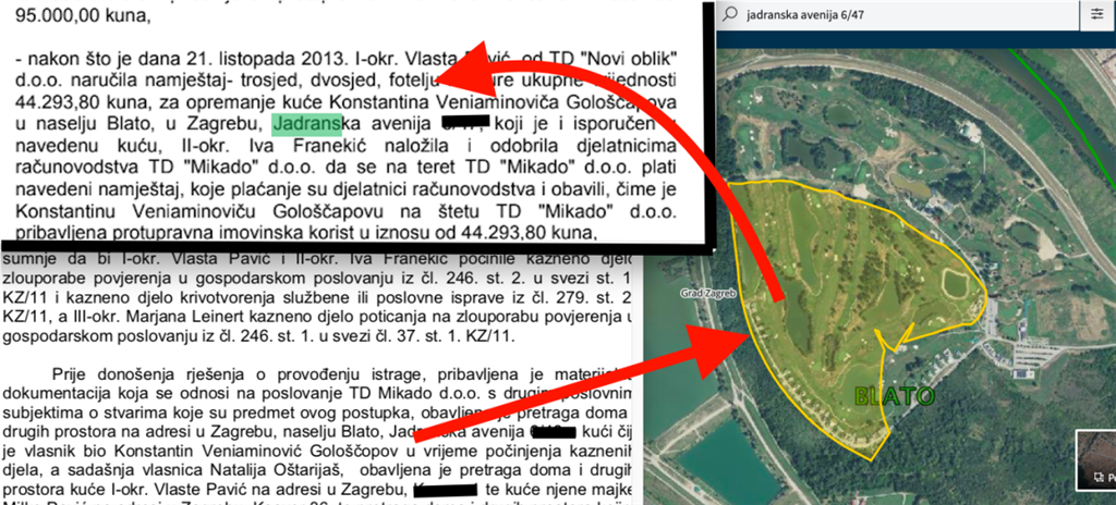 U pjesmi 'Lučko 1000 godina' spominje se golf kompleks, a iz optužnice bivšoj ZG gradonačelnici i dr. vidi se kako je vlasnik vile s bazenom tamo i Konstantnin Veniaminovič Gološčapov, zna kao Putinov maser