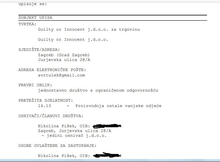 Pišekica je Trgovačkom sudu prijavila avrtulek@gmail što nas je asociralo na ime odbjegle knigovotkinje Ane Vrtulek koja je osuđena zbog malverzacija
