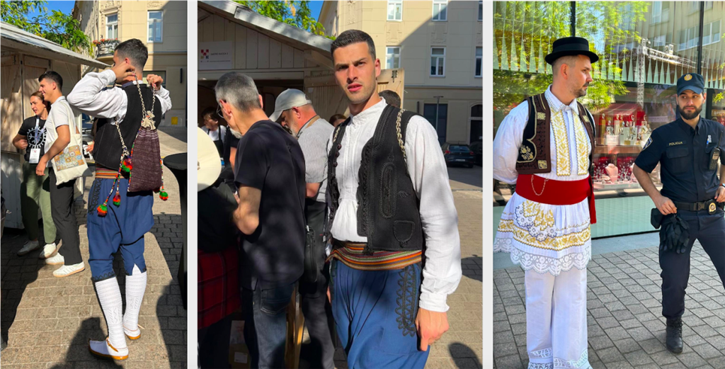 Ove slike pokazuju kako su se nekad Hrvati tradicionalno odijevali ali da te odore i danas pristaju zgodnim momcima iz zemalja u kojima žive Hrvati, od BiH pa nadalje