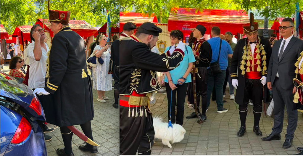Posjetitelje je dojmila duljina sablje koju su nosili bokeljski mornari a koju e na Europskom trgu imao zagrebački fotograf Timor Šatara koji je več 3 godine predsjednik Hrvatske bratovštine Bokeljske mornarice 809 Zagreb