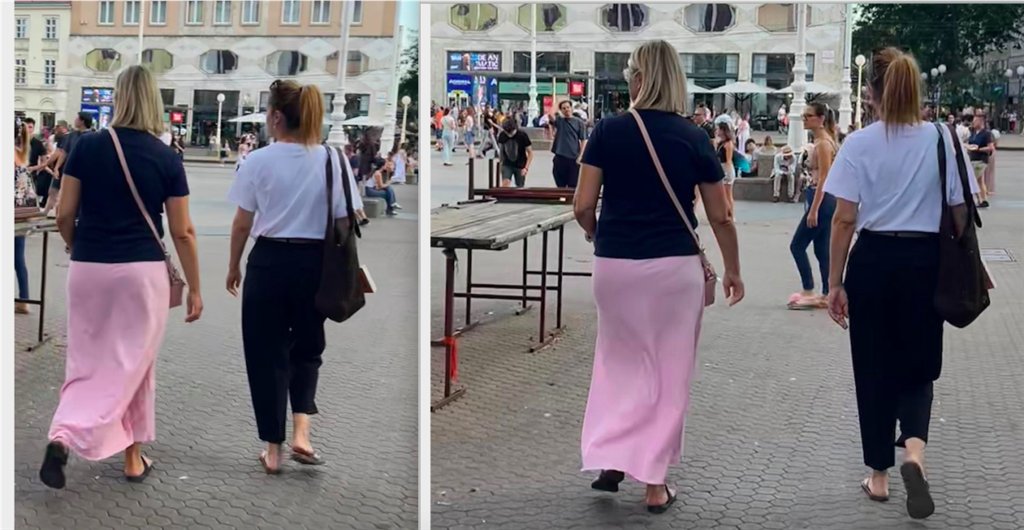 Jučer nam se na Trgu bana Josipa Jelačića ukazala jedinstvena prilika snimiti HTV-ovu zvijezdu Zrinku Grancarić, mala je dugu suknju Barbie boje te ružičastu torbicu, a bila je s prijateljicom