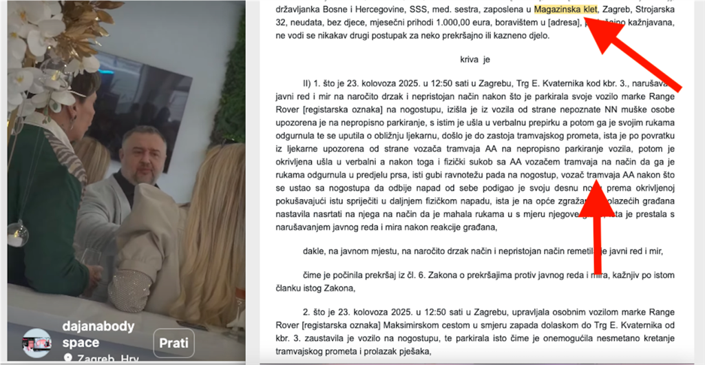Iz presude Dajani Radošljević zbog napada na ZG vozača tramvaja jasno se vidi kako je zaposlenica Magazinske kleti, ne čudi da je gazda Mario Rajić bio uzvanik na otvorenju njenog salona u Maksimirskoj