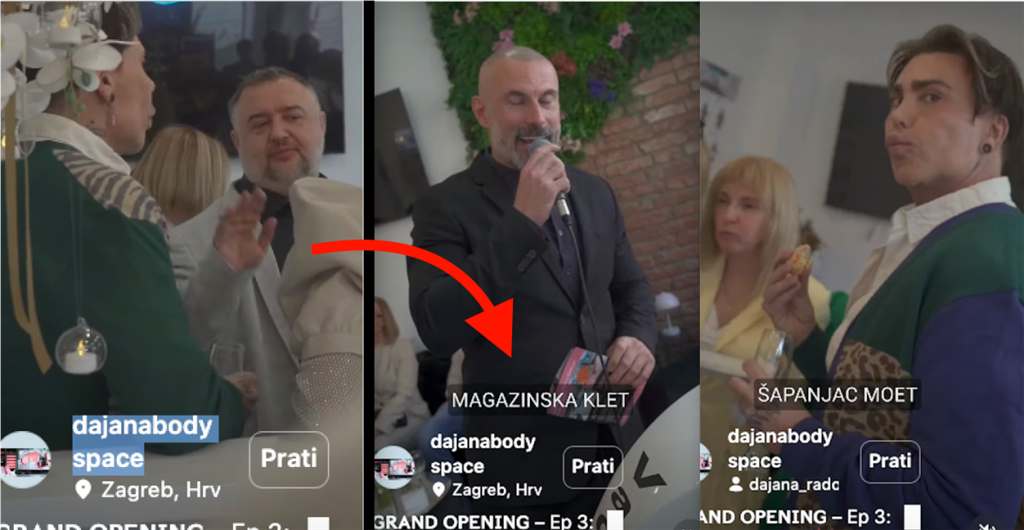 Gazda Magazinske kleti na otvorenju salona svoje djelatnice, osuđene Dajane Radošljević, družio se s hrvatskim Kenom, Nevenom Ciganovićem - Cigijem