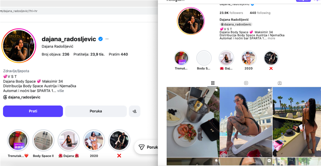 Dajana Radošljević, sudeći po njenom IG profilu, uživa oskudno odjevena u turskom hotelu s 5 zvjezdica, čini se da je ni presuda za napad u Zagrebu, niti optužbe za drogu, nimalo ne uznemiruju