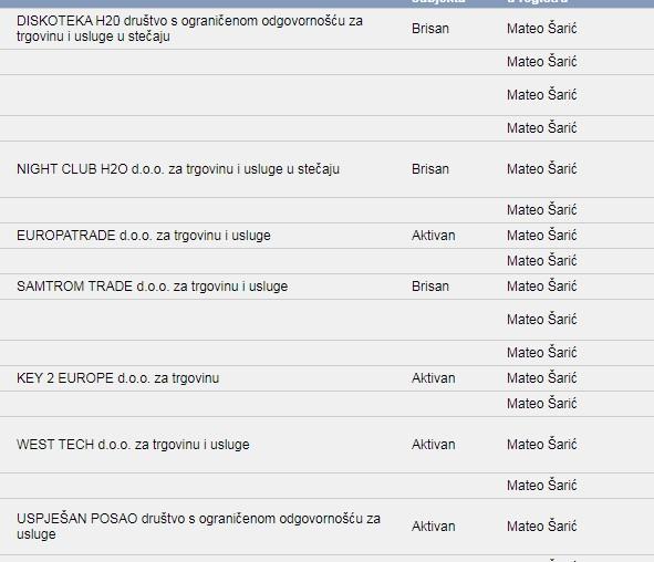 Sa Sudrega se vidi da je Mateo Šarić bio direktor u tatinom Europatradeu ali sada posluje sam