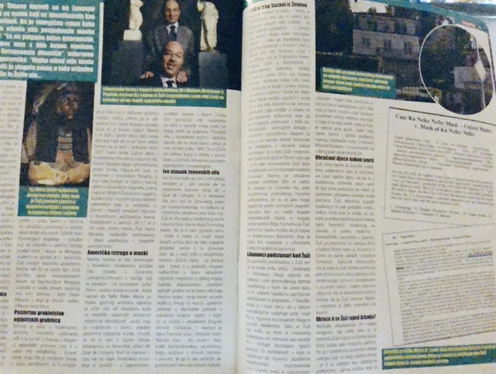 U članku u tiskanom izdanju Imperjala prošle godine detaljno je opisano kakva je bila Žužina uloga u transferu vrijedne maske iz Egipta do američkog muzeja