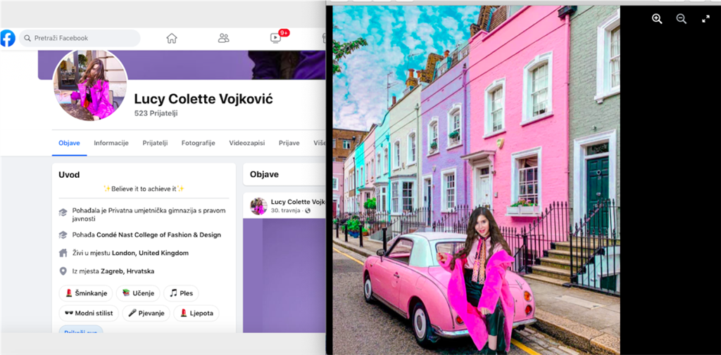 Kći jedinica Hrvoja Vojkovića i preko facebooka plasira slike koje svjedoče o njezinom ružičastom životu u britanskoj metorpoli ali i na drugim luksuznim odredištima